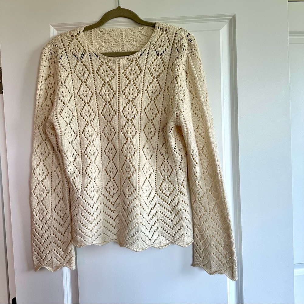 Stunning Vintage Knit Eyelet Scalloped Sweater - Picture 5 of 11